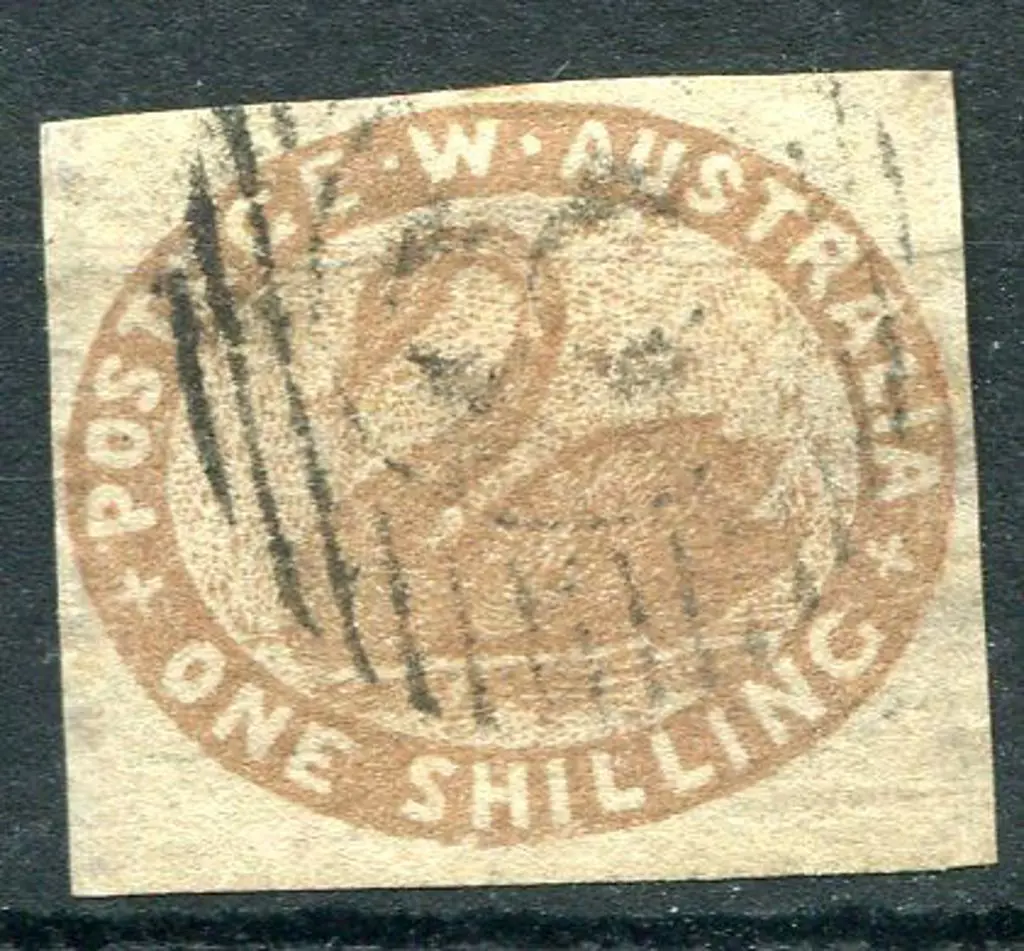 1854 1/- pale brown imperf with close to large ... Image 1++