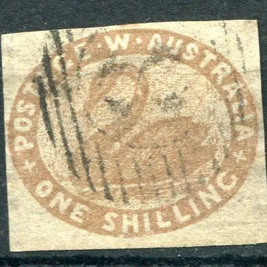 1854 1/- pale brown imperf with close to large ...