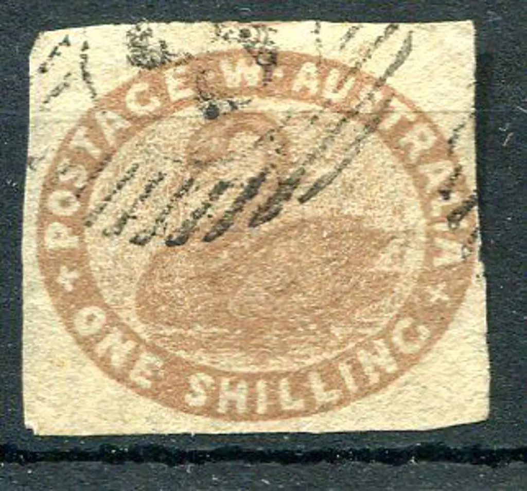 1855 1/- pale brown with 3 large margins & just ... Image 1++