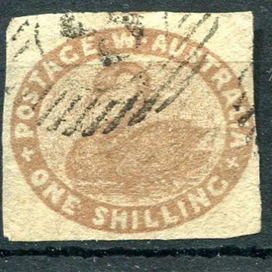 1855 1/- pale brown with 3 large margins & just ...