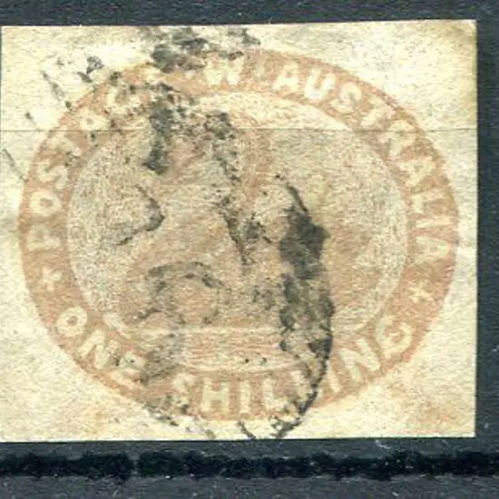 1855 1/- pale brown with 4 large even margins. ...