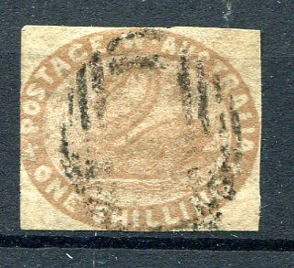 1855 1/- pale brown with close to touching ... Image 1++