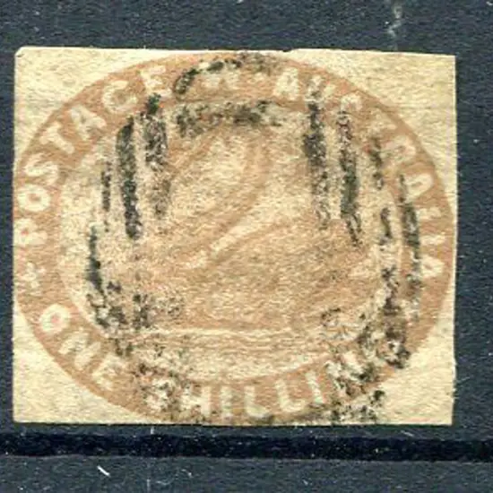 1855 1/- pale brown with close to touching ...