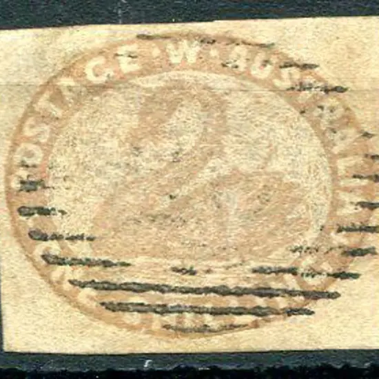 1855 1/- pale brown as above with large clear ...