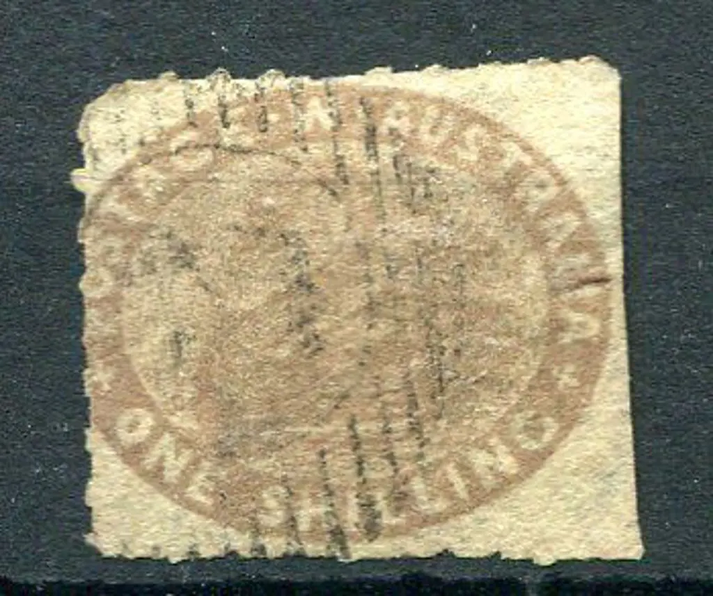 1855 1/- grey-brown with 3 rouletted margins & a ... Image 1++