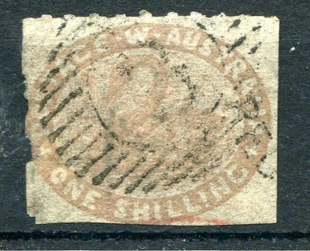 1854/55 1/- pale brown rouletted 7½-14. Clear & ... Image 1++