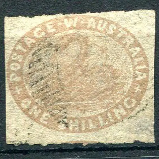 1855 1/- pale brown rouletted on 3 sides with ...