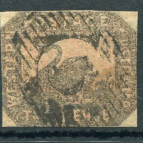 1857 2d brown-black/red Hillman cut square. ...