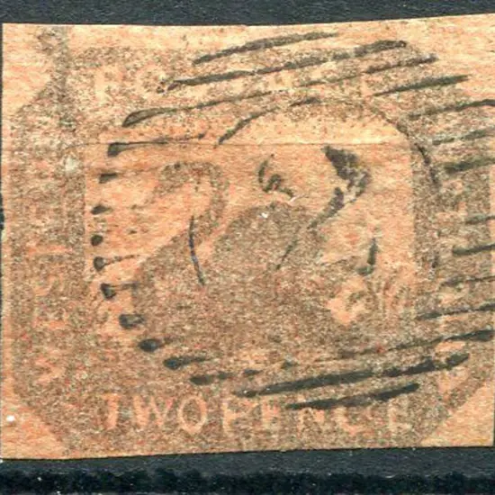1858 2d brown-black/red with clear margins just ...