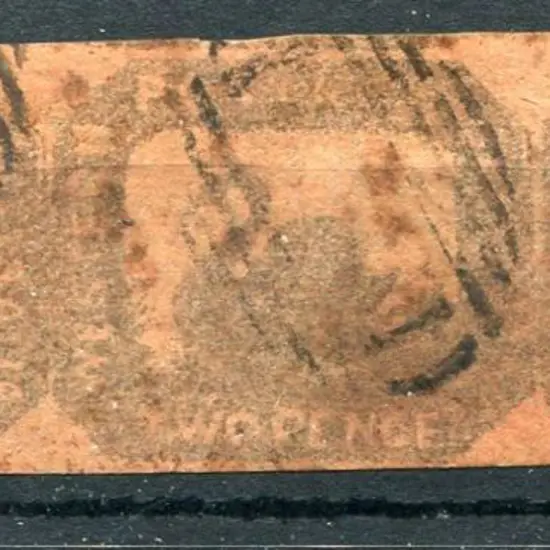 1858 2d brown-black/red. Fine used strip of 3 with ...