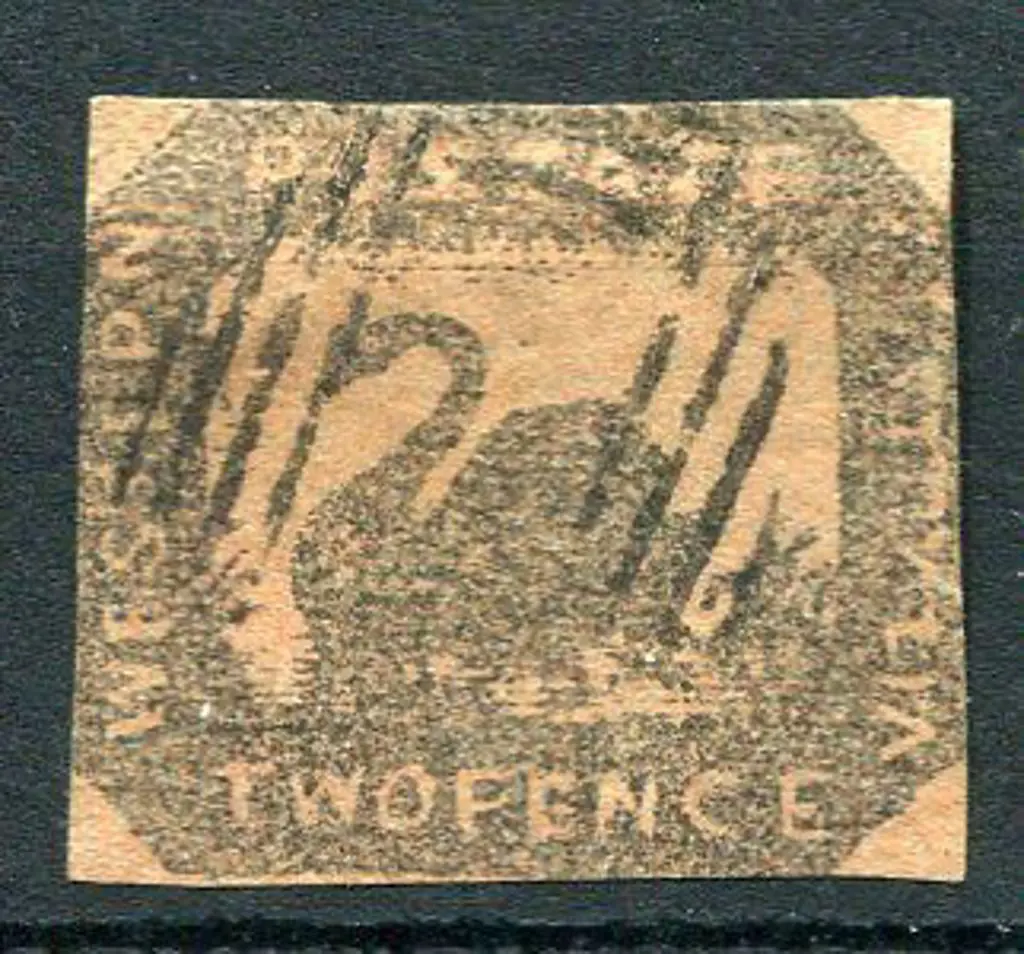 1858 2d brown-black/red imperf with "Printed on ... Image 1++