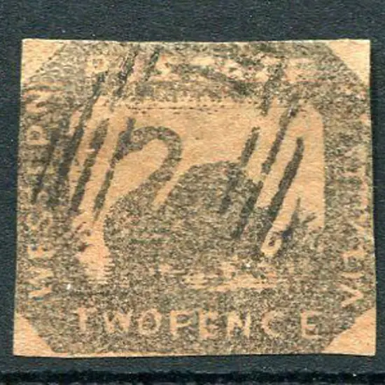 1858 2d brown-black/red imperf with "Printed on ...