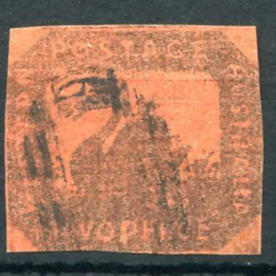 1857 2d brown-black/Indian red Hillman. Cut square ...