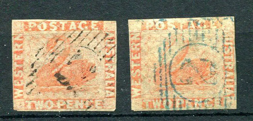 1860 2d pale orange & orange-vermilion pair both ... Image 1++