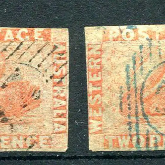1860 2d pale orange & orange-vermilion pair both ...