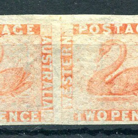 1860 2d orange-vermilion imperf pair with very ...