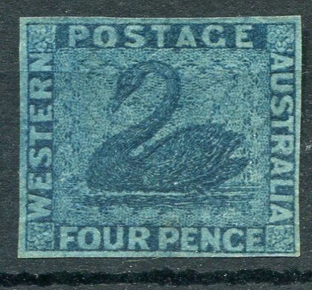 1864 4d blue with wmk sideways. Imperf with clear ... Image 1++