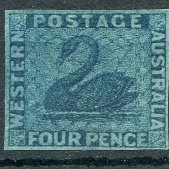 1864 4d blue with wmk sideways. Imperf with clear ...