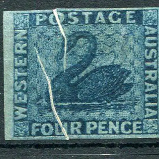 1860 4d deep blue with 2 prominent pre-printing ...