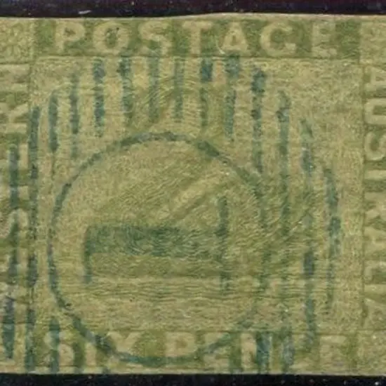 1861 6d sage green with close to touching margins. ...