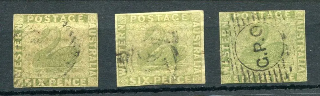 1861 6d sage-green x 3 with close to touching ... Image 1++