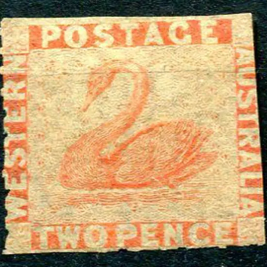 1860 2d pale orange clearly rouletted at left & ...