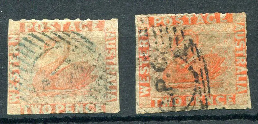 1860 2d pale orange rouletted on top frame used ... Image 1++