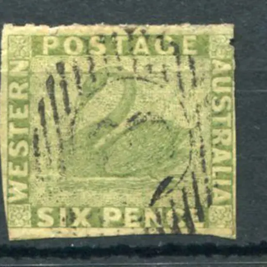 1860 6d sage-green imperf with evidence of ...