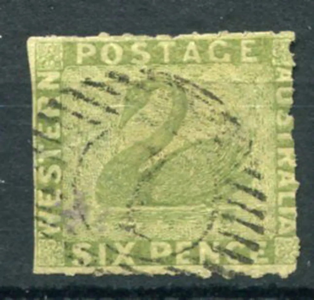 1860 6d sage-green. Rouletted & fine used with ... Image 1++
