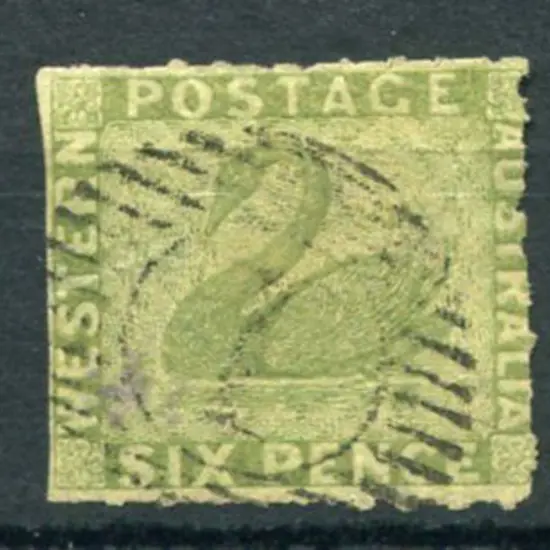 1860 6d sage-green. Rouletted & fine used with ...