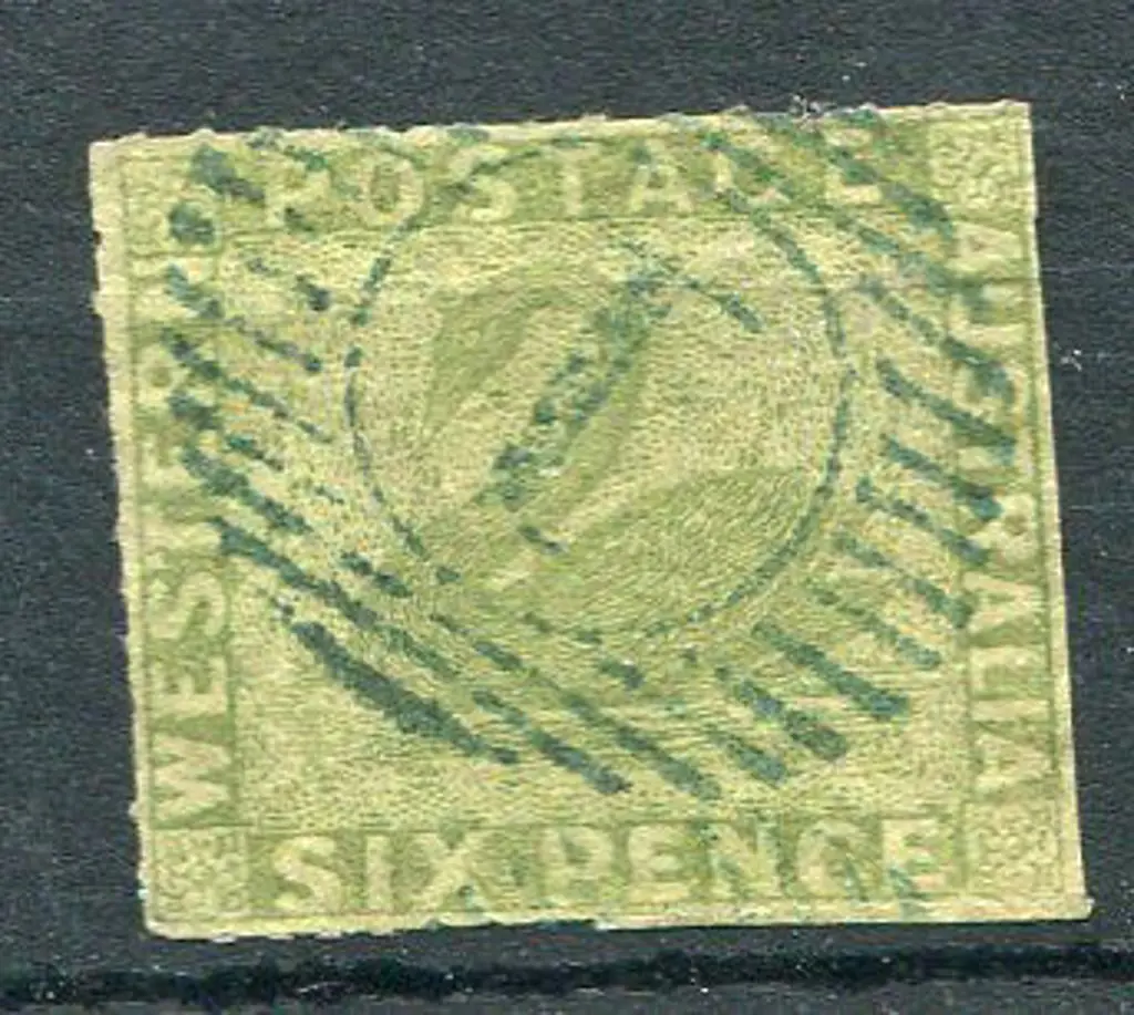 1860 6d sage green rouletted on 3 side fine used ... Image 1++