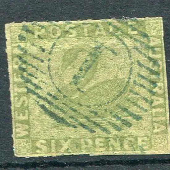 1860 6d sage green rouletted on 3 side fine used ...