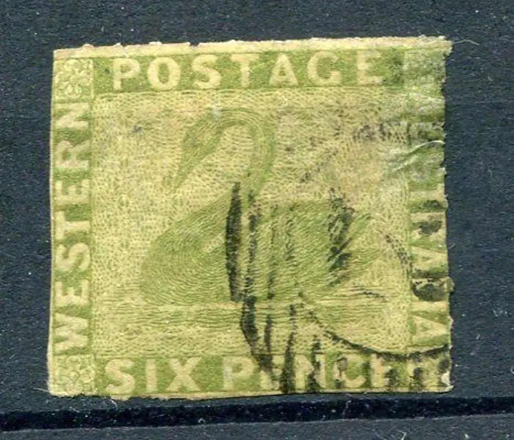 1860 6d sage-green rouletted on 3 sides. Used by ... Image 1++