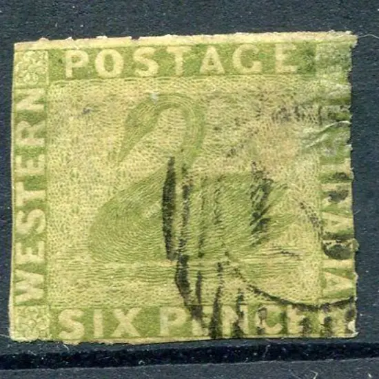 1860 6d sage-green rouletted on 3 sides. Used by ...
