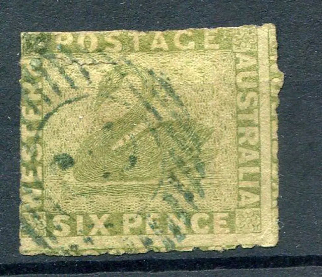 1860 6d sage-green rouletted on 4 sides. Fine used ... Image 1++