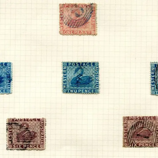 1861 1d rose, 2d blue x 3, 6d purple-brown x 2. ...