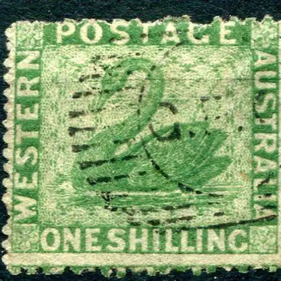 1861 1/- yellow-green with intermediate perf. ...