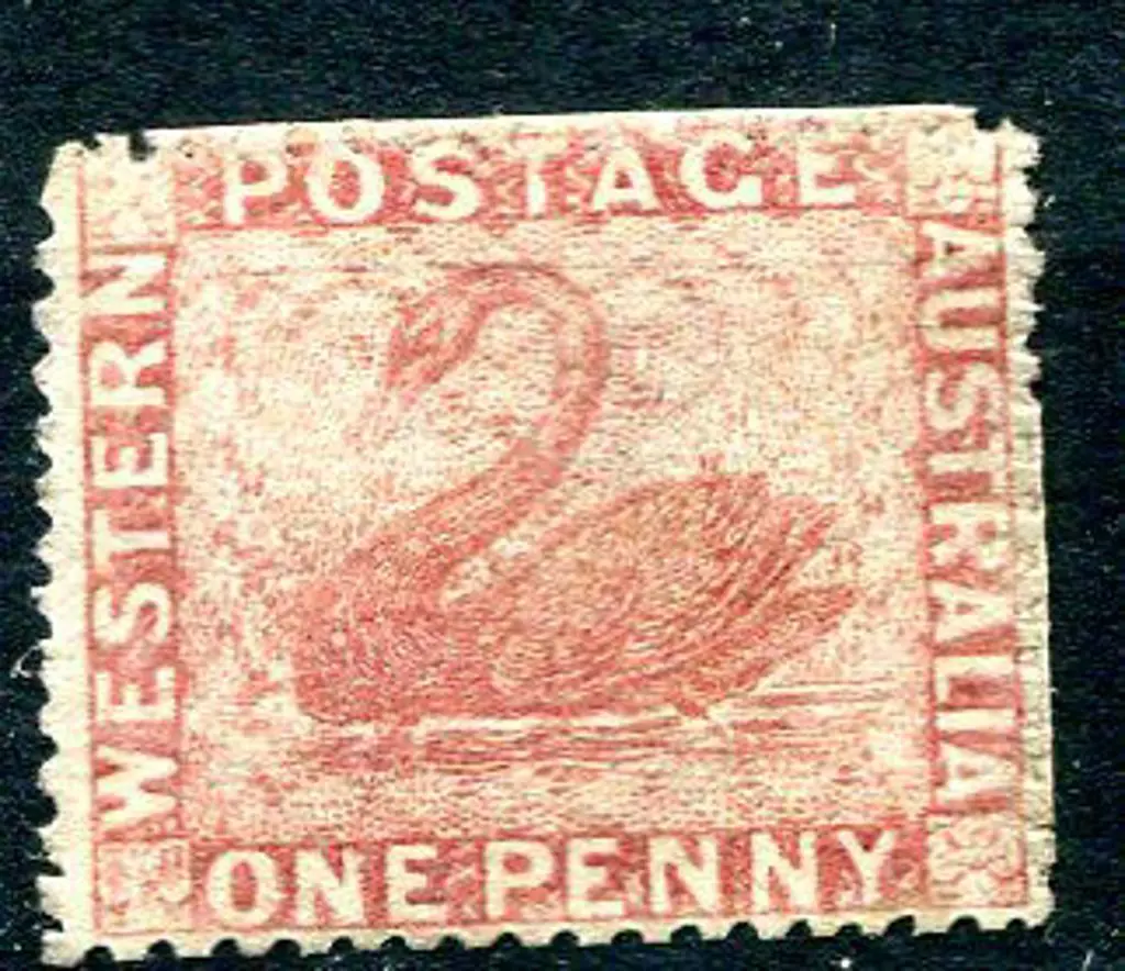 1861 1d rose. Trimmed top & right but all perfs ... Image 1++