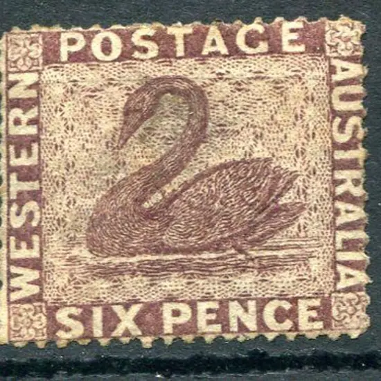 1861 6d purple-brown, perf 14-16 clean cut. MH ...