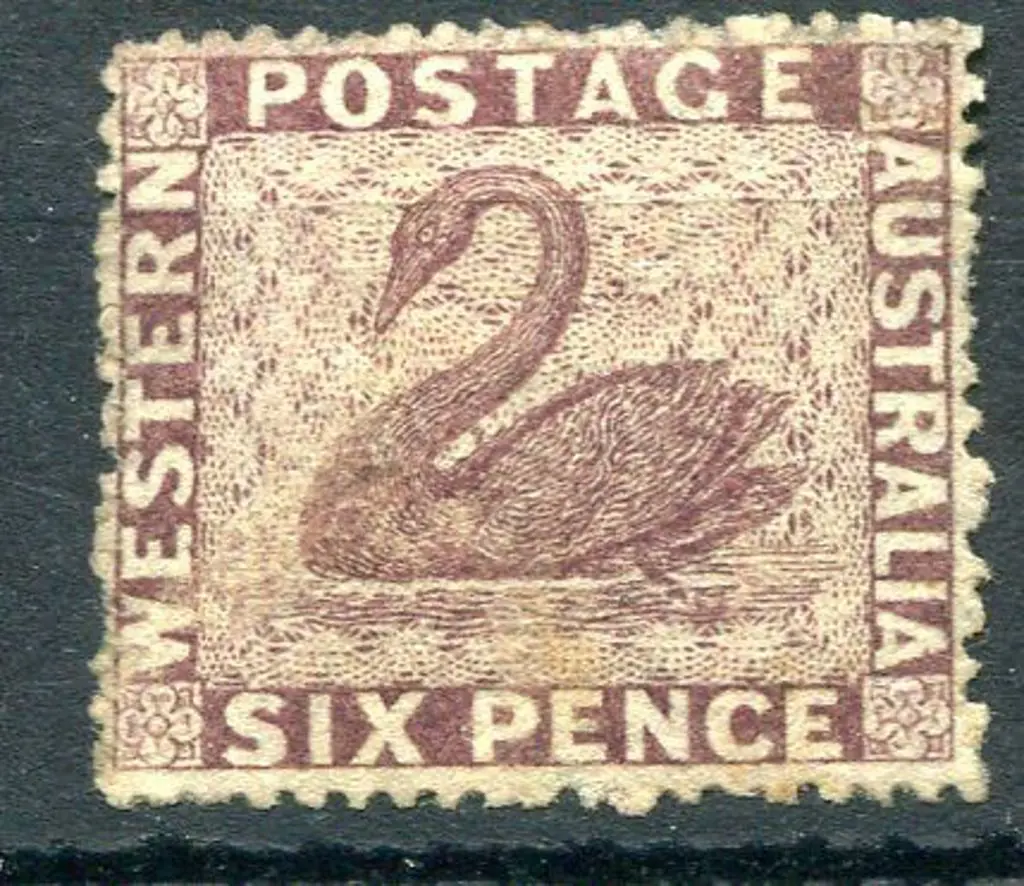 1861 6d purple-brown, perf. 14-16 clean cut. MLH ... Image 1++