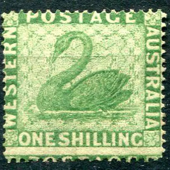 1861 1/- yellow-green, clean cut perf. 14-16. ...