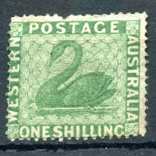 1861 1/- yellow-green, perf 14-16 clean cut. ...
