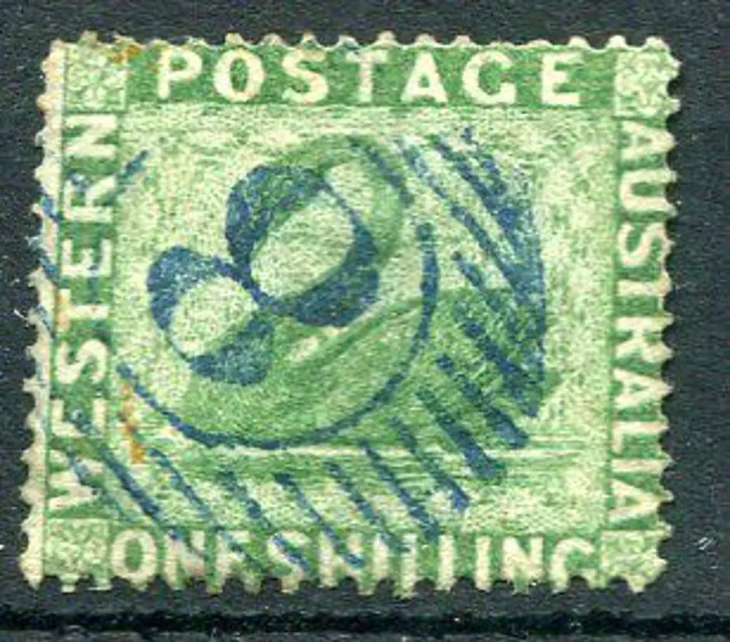 1861 1/- yellow-green, clean cut perf. 14-16, with ... Image 1++