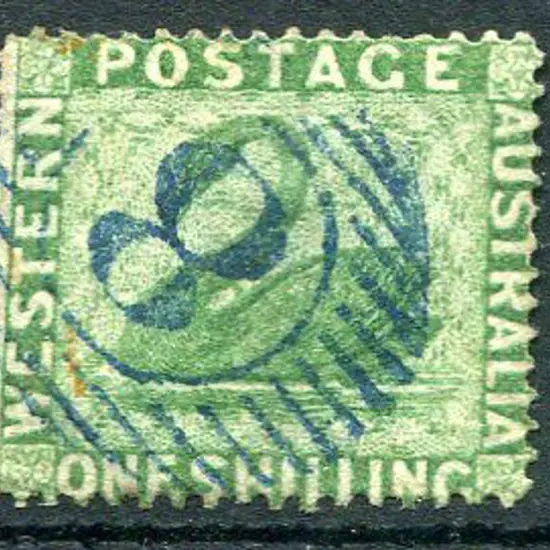 1861 1/- yellow-green, clean cut perf. 14-16, with ...
