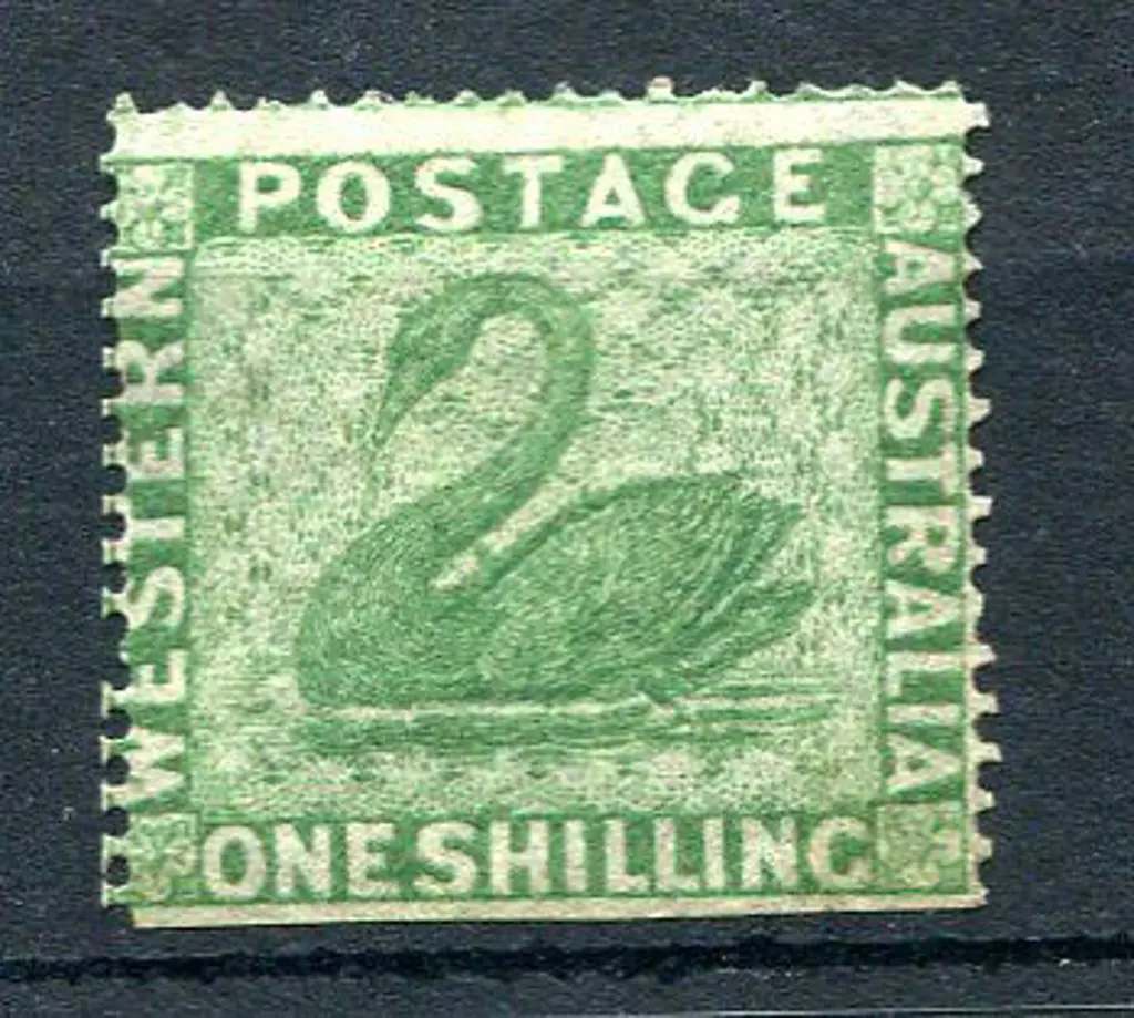 1861 1/- yellow-green, clean cut perf. 14-16. MLH ... Image 1++
