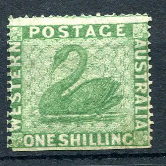 1861 1/- yellow-green, clean cut perf. 14-16. MLH ...