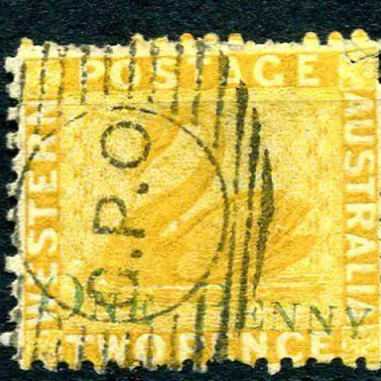 1874 "ONE PENNY" surcharge on 2d yellow forgery. ...