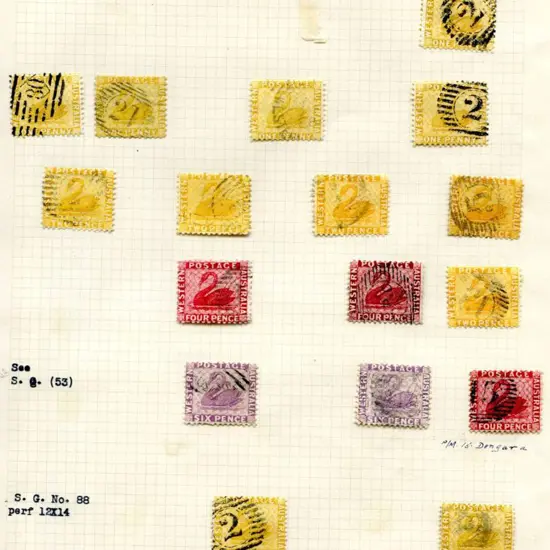 1882/85 1d yellow-ochre x 5, 2d chrome-yellow x 5, ...