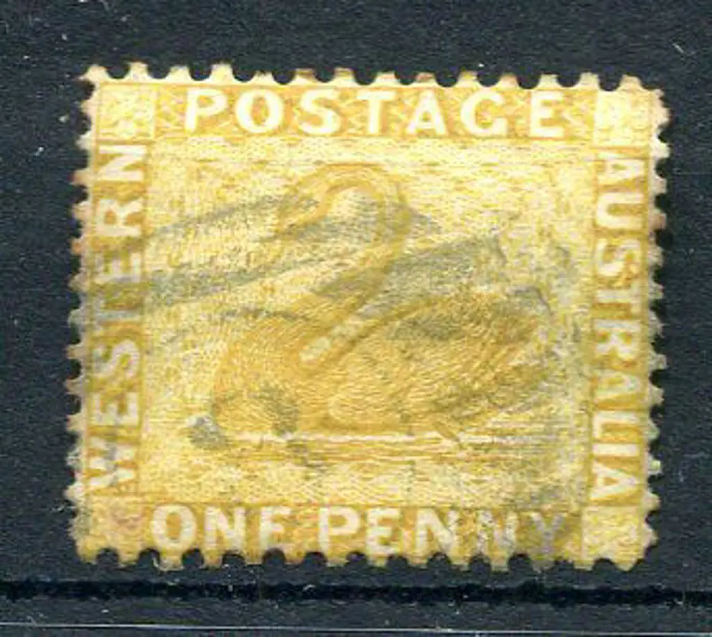 1883 1d yellow-ochre, perf. 12x14 used with 9 bar ... Image 1++