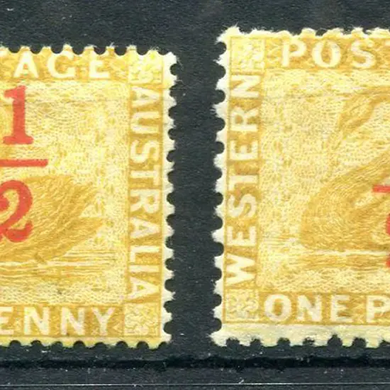 1884 ½d on 1d yellow-ochre, perf. 14 plus perf. ...